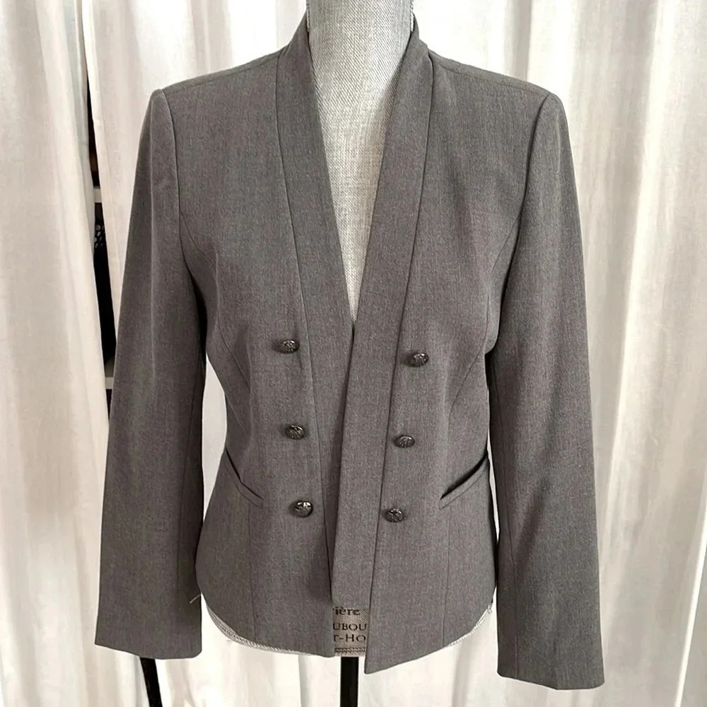 TAHARI ASL Tailored Military Style Open Blazer Lined Like New, Size 8